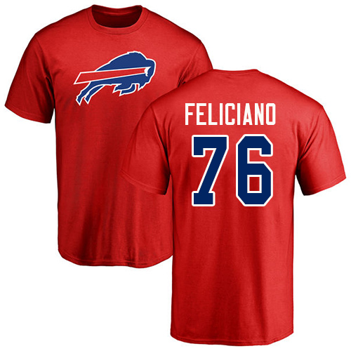 Men NFL Buffalo Bills #76 Jon Feliciano Red Name and Number Logo T Shirt->buffalo bills->NFL Jersey